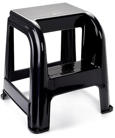 Acan Tradineur - Tabouret en plastique avec marchepied, chaise escalier pratique deux marches