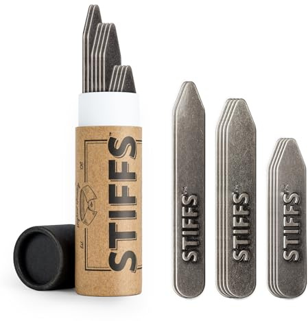 Würkin Stiffs Brass Collar Stays | Non-Magnetic Metal Collar Stays for Men's Dress Shirts | As Seen on Shark Tank | Assorted 5 Pack (2.0, 2.5, & 2.75 Inch)