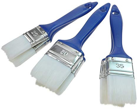 ROTIX Lot de 6 pinceaux à lasure - 25 mm - 35 mm - 50 mm - Pinceau plat avec poils synthétiques PMX