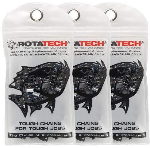 Rotatech Lot de 3 chaînes de tronçonneuse de 35 cm Pas LP 3/8, jauge 0,50, 50 picots. Compatible avec Stihl 018, MS180, MS181, 020, 021, 023, MS200T, MS211, MS201T, MS231.