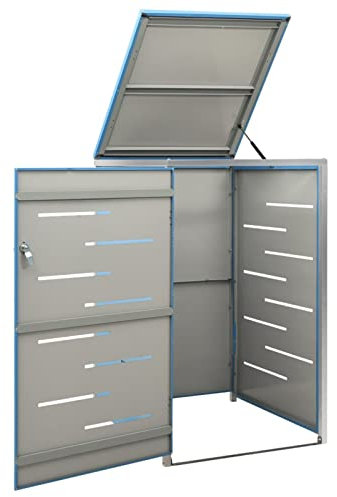 Keketa Mülltonnenbox für 1 Tonne Müllbox Mülltonne Mülltonnenverkleidung Mülltonne Müllcontainer Gerätebox Rostfrei Abschließbar Himmelblau 69x77,5x115 cm Edelstahl