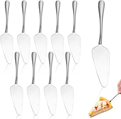 VOSSOT 10 Stück Tortenheber Set Edelstahl Tortenschaufel Kuchenheber Tortenmesser, Kuchenschaufel mit Gezackten Kanten, Tortenheber mit Messer für Restaurants, Partys und Hochzeit, Spülmaschinenfest