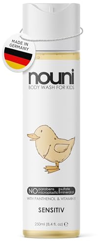 Duschgel/Waschgel für Kinder mit Panthenol & Vitamin E | sensitiv | ohne Parabene, Mineral Öl oder Mikroplastik made in Germany & vegan | mild zu den Augen - 250ml | nouni