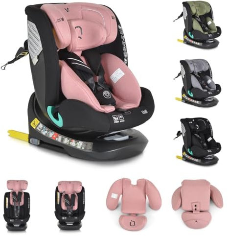 Canguro silla de auto i-Size Quill (40-150cm) grupo 0/1/2/3 Isofix giratoria 360, color:rosa