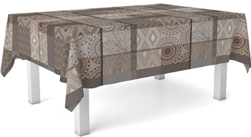 ECOMMERC3 Nappe en Toile cirée rectangulaire Taille 300x140 cm - Style, durabilité et Facile d'entretien pour Votre Table - Nappe en Toile cirée Anti-Taches et imperméable Pompe Brun