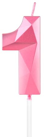 mciskin Pink 1st Birthday Candles, 3D Number 1 Candles for Cake, Girls Boys 1st Birthday Decorations,Pearl Pink Candle Cake Topper Decorations for Birthday Party Weddings Anniversary Supplies