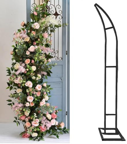 UIHECTA Balloon Arch Stand, Set of 2 Curved Large Metal Wedding Arch Backdrop Stand, for Birthday Party Baby Shower Anniversary Celebration Indoor Outdoor Event Decoration,Black,1.8m+2.1m