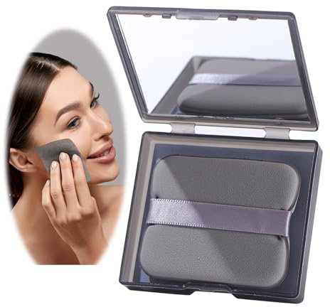 Papier Matifiant Visage, 100 Feuilles Buvard d'huile pour le Visage avec 1 Miroir et 1pc Houppette, Papier Buvard D'huile Naturelle, Absorber l'Excès d'Huile du Visage pour Homme Femme (Noir)