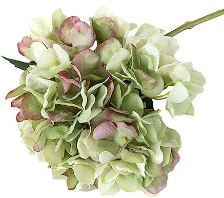Pack of 3 Artificial Hydrangea Artificial Flowers, Realistic Single Long Trunk Artificial Flowers, Hydrangea Bouquets for Wedding, Home, Office, Hotel, Party Decoration, Flower Arrangement, Green