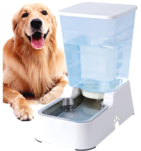 Distributeur automatique de nourriture pour chien de 5 l et eau pour chiens de taille moyenne et grande taille et autres animaux domestiques (distributeur d'eau blanc de 5 l)