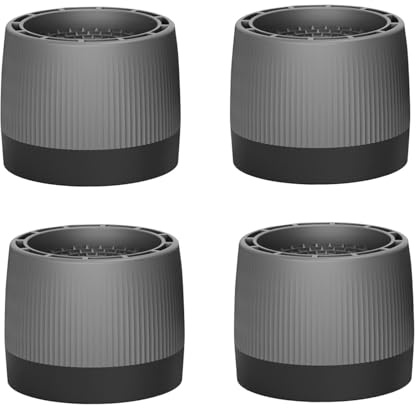 TopHomer 4 st tvättmaskinsfötter, justerbar tvättstabilisator brusreducerande antivibrationsmatta för torktumlare, tvättmaskin och diskmaskin (grå)