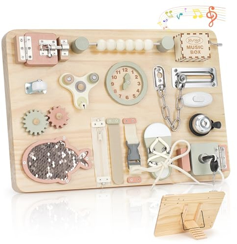 Joyreal Groß Montessori Busy Board - Motorikbrett Activity Board Motorikboard Montessori Spielzeug Brett Holzspielzeug Motorikspielzeug Sensorik Board