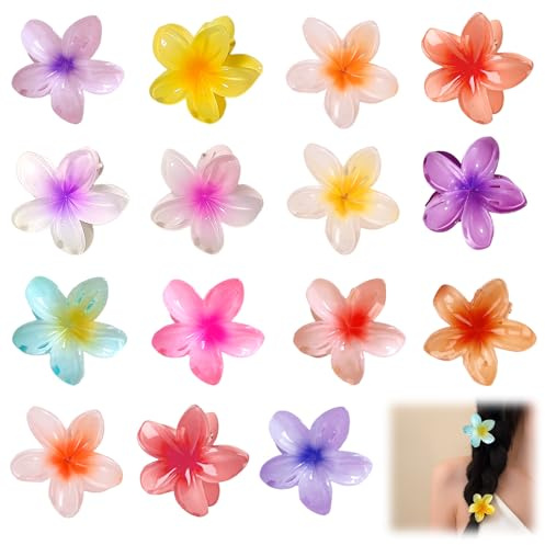 15 mini pinzas para el pelo con flores, pinzas florales para mujer y niña, tijeras grandes con forma de flor, accesorios para el peinado del cabello grueso o fino, kit multicolor diario
