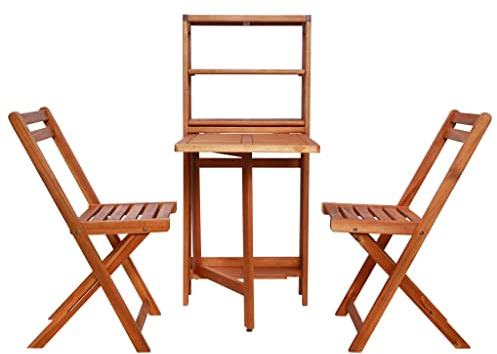 Genérico Juego de bistró Plegable de 3 Piezas Madera Maciza de Acacia,Mobiliario,Muebles de jardín,Conjuntos de jardín,44013