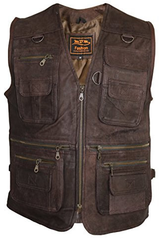 MDM Herren Jagd Lederweste in braun (4XL)