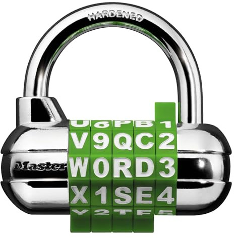 Master Lock 1534D Locker Lock Set Your Own Word Combination Padlock, 1 Pack, Assorted Colors