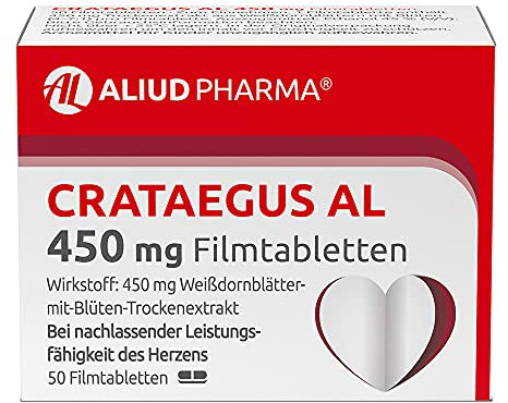 ALIUD PHARMA Crataegus AL 450 mg, 50 Filmtabletten: Bei nachlassender Herzleistung, mit Weißdornblätter-Trockenextrakt