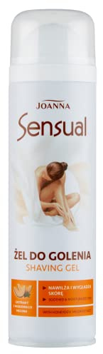 JOANNA Sensual Rasiergel für Frauen mit Honigmelonenextrakt Spendet Effektiv Feuchtigkeit und Pflegt Haut Erleichtert die Rasur Reduziert Risiko von Irritationen und Schnitten 200 ml Verpackung