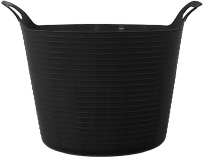 42L 42 Litre Large Eco-Friendly Recycled Flexi Tub - Black - Multi Purpose Robust Flexible Storage Container Bucket, Single Bucket.