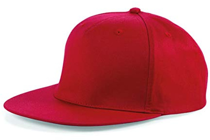 MKR Snapback Flat Peak Cap Baseball Hat 5 Panel 100% Cotton - Red