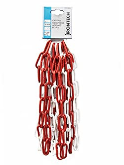 Chaîne génoise prédécoupée maille longue soudée diamètre 5 mm en acier blanc/rouge 5 m