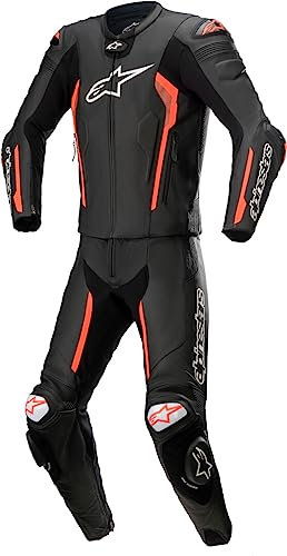 Alpinestars Herren 3160122-1030-50 2 Stück Leder Motorradanzüge, scharz/rot, 50