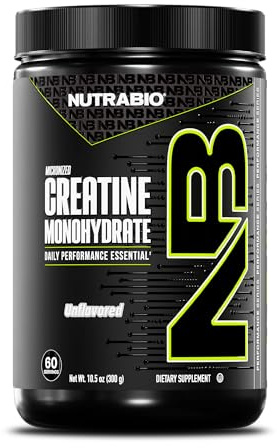 NutraBio Pure Micronized Creatine Monohydrate Powder Supplement, Unflavored, (300 g) - Supports Bulk Muscle Energy, Recovery, and Strength - HPLC Tested Creatine Powder Supplement for Men and Women