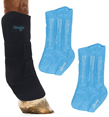 NEWGO Horse Ice Pack for Pain Relief, Cooling Leg Wraps Ice Boots for Hock, Ankle, Knee, Legs, Boots, and Hooves, with 2 Gel Packs