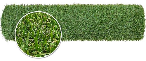 WALPLUS 4mx1m 15mm Pile Height Carpet Artificial Grass Astro Garden Lawn High Density Durability Realistic Looking Pets Friendly Fake Turf Mat Floor for Patio Balcony Outdoor Indoor Self-Draining
