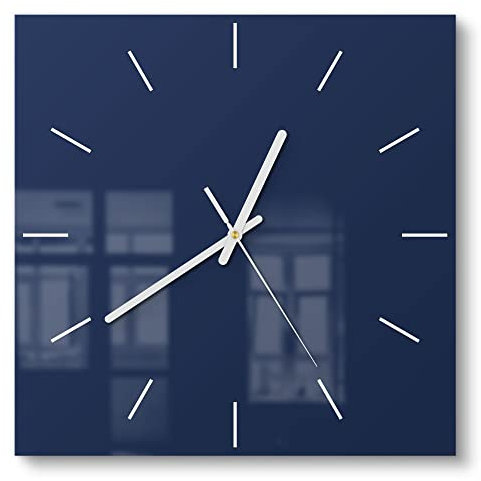 DEQORI Glasuhr | 30x30 cm | Unifarben - Dunkelblau | ausgefallene leise Design Uhr aus Glas | Wanduhr für Wohnzimmer & Küche | Moderne Hingucker Uhr für die Wand