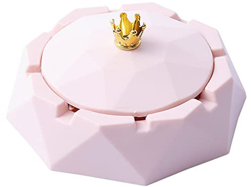 SpirWoRchlan Plastic Ashtray with Lids, Windproof, Cigarette-Ashtray for Indoor or Outdoor Use, Ash Holder for Smokers, Desktop Smoking-Ash Tray for Home Office Decoration Pink