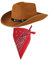 COLOFALLA Cowboy Hut mit Halstuch Cowgirl Kostümzubehör Partyhut Partyhalstuch Accessoires Cowboyhut für Karneval Fasching JGA Urlaub Herren Damen (braun)
