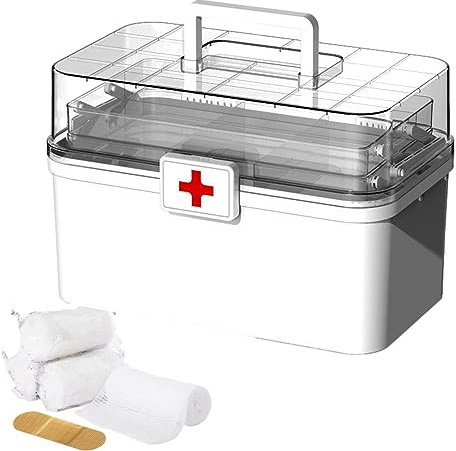 Novent Rangement pour médicaments | Armoire à Pharmacie Rangement Familial 3 Couches | Organisateur Trousse médecine familiale Grancapacité avec poignée et Boucle, Voyage