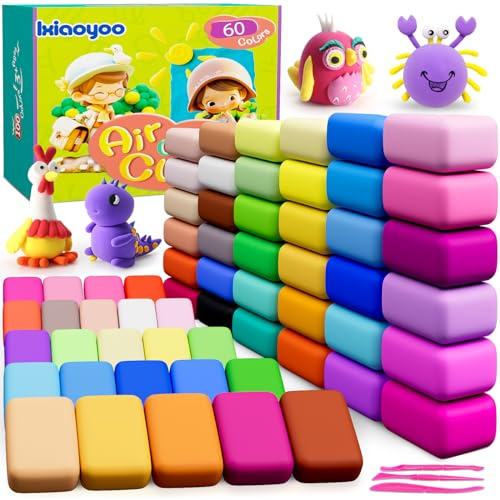 Ixiaoyoo Air Dry Clay, 60 Colors Foam Modeling Clay for School Projects