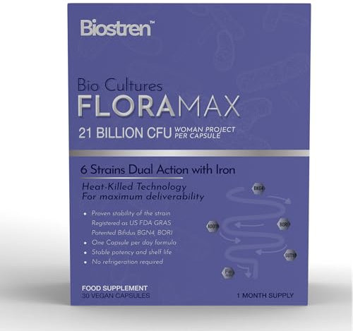 BIOSTREN Floramax Probiotics for Women | 30 Capsules 21 Billion CFU | Womens Probiotics | PH Balance for Women | 6 Strains | Dual Action | Gut Health with Iron | Protects Intimate Flora