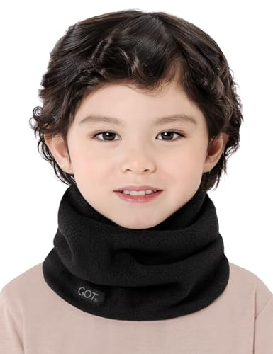 GOT Sports Kids Neck Warmer - Polar Fleece Ski Mask for Boys Girls - Double-Layer Winter Scarf for Skiing (Black, 3-6)
