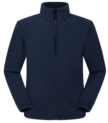 CHEMAGLIETTE! Giacca Micropile Mezza Zip Uomo/Donna, Leggera e Calda, 100% Poliestere,Blu Navy,XL