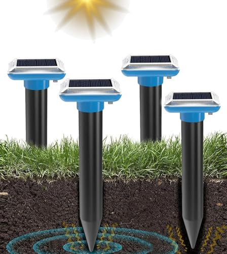 Lot de 4 répulsifs solaires Anti-Taupes - Répulsif Contre Les Taupes - Répulsif Contre Les campagnols - Répulsif à ultrasons - Répulsif Solaire Contre Les Taupes