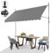 LEADZM Klemmmarkise 300 cm Breit,Balkon Markise ohne Bohren,Wasserdicht,Sonnenschutz,UV-beständig,Höhenverstellbar mit Handkurbel,für Terrasse,Balkon,Garten,Laden,Grau