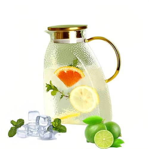Brocca Acqua Vetro Borosilicato, Caraffa Per Porta Del Frigorifero, 1.8litri Trasparente Caraffa In Vetro Per Acqua Calda e Fredda, Il Tè Freddo, Vino, Caffè, Latte e Succo