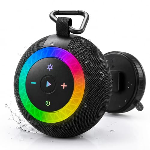 UOHHBOE Bluetooth Shower Speaker, 24H Playtime, IPX7 Waterproof and Dustproof, Portable Wireless Bluetooth Speakers With Lights, 20W Clear Sound, Wireless Stereo Pairing for Home, Outdoors（C06）