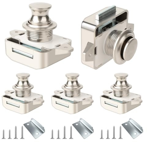 Lhdfyqt 5 pezzi Cabinet Push Button Lock, Push Button Catch Door Lock Metal, blocco cassetti a pressione, serratura senza chiave, per camper, yacht