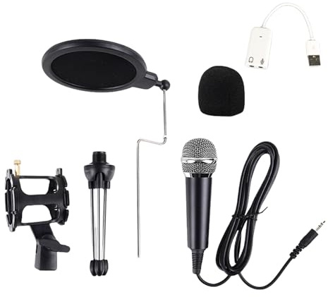 Ensemble de microphones à condensateur avec support de bureau pour microphone en mousse avec support de bureau pour microphones de classe en ligne et diffusion en direct