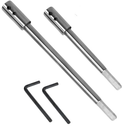 Sctmda Set 2 Piezas Extensión Extra Larga para Brocas Forstner (254mm y 178mm) con Vástago de 3/8 Pulgadas en Acero, Incluye 2 Llaves Hexagonales Pequeñas para Perforaciones Profundas y Fresado de Pre
