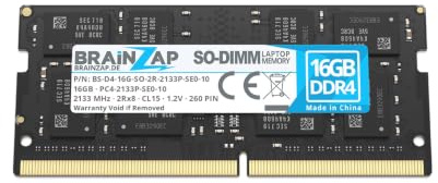 BRAINZAP 16 GB DDR4 RAM SO-DIMM PC4-2133P-SE0-10 2Rx8 2133 MHz 1,2 V CL15 bärbar dator minne obuffrad icke-ECC