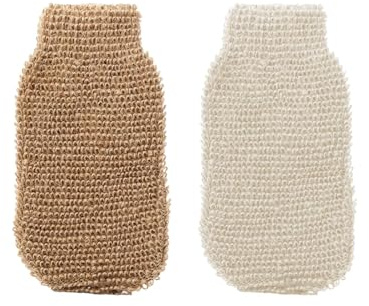 YIPFEN Guanto Esfoliante Corpo Set da 2 in Juta & Lino di Cotone. Rimuove cellule morte per pelle liscia, radiosa. Ideale per doccia & massaggio rigenerante.