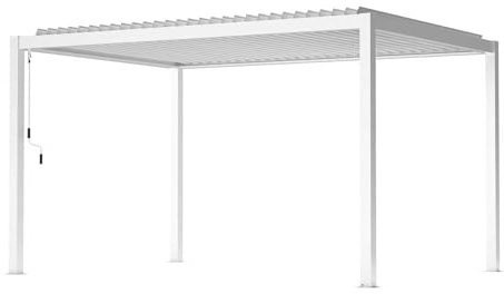 BS COM Pergola bioclimatica in alluminio con lamelle orientabili manuali 2x3 m - PERANSOR Bianco