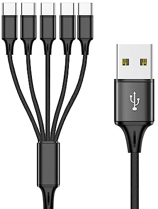 Multiladdningskabel nylonflätad 3/4/5 i 1 laddningskabel med typ C