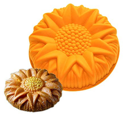 FantasyDay® Stampo in Silicone per Tortiera Forma di Girasole, 26 x 29.5 cm Muffa da Forno per Biscotti, Cioccolato, Tortini, Cioccolato, Torte, Dolci, Muffin - Antiaderente & Termoresistente