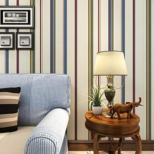 LIBINFAN Papel Tapiz, Moda Rayas Simples Color de la habitación de los niños Rayas Verticales No Tejidas Papel Puro Dormitorio Murales de Pared Decoración de Arte Paño de Pared (0.53 * 10 m)